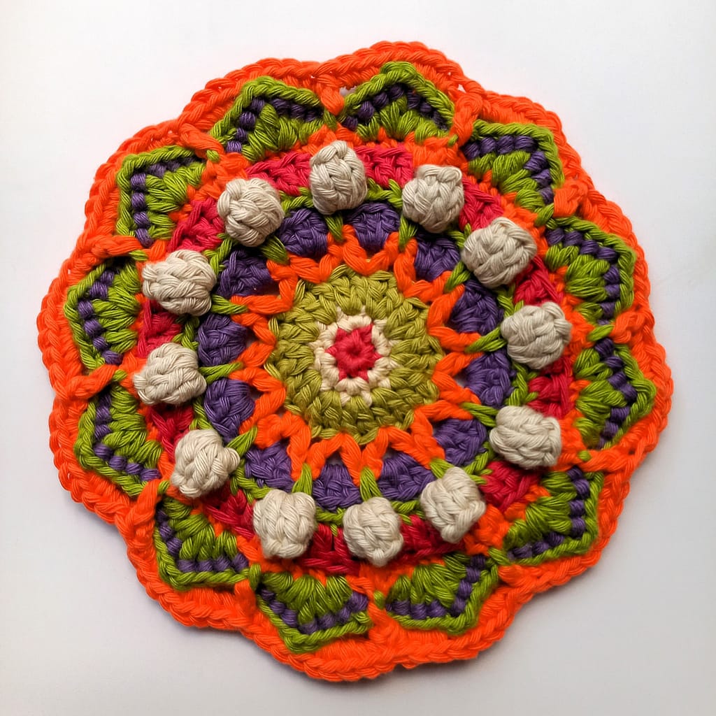 round 13 of the mandala completed with petals flipped to the front