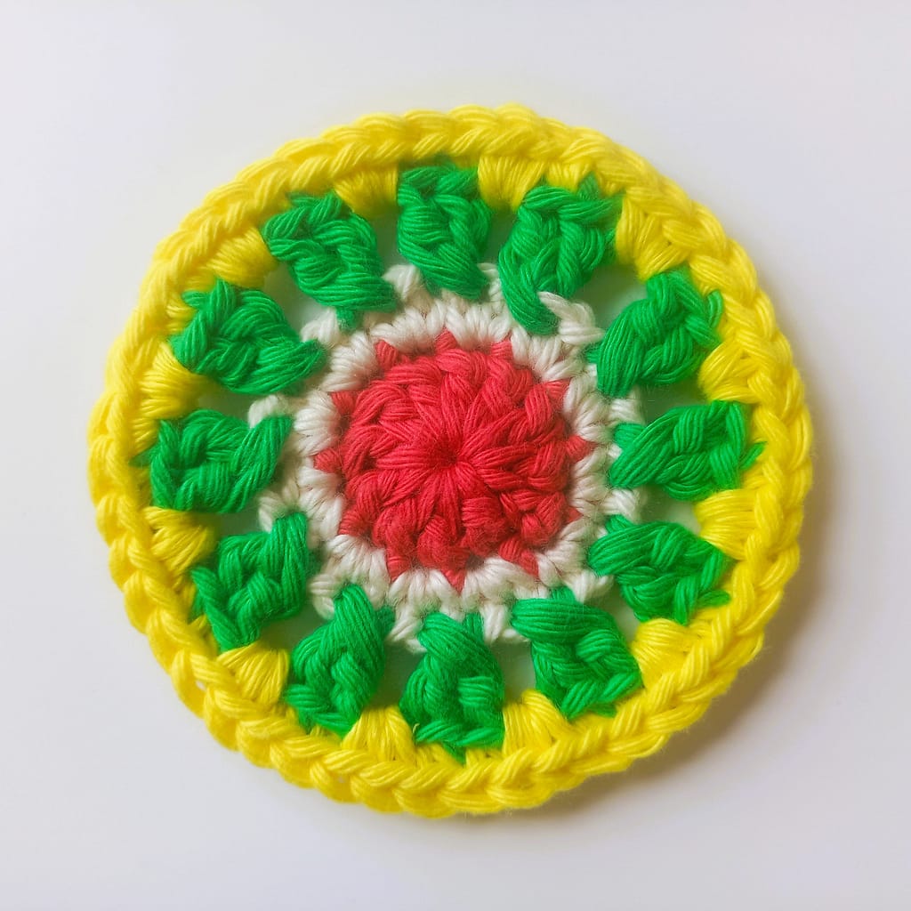 4th round of the crochet cpaster pattern completed