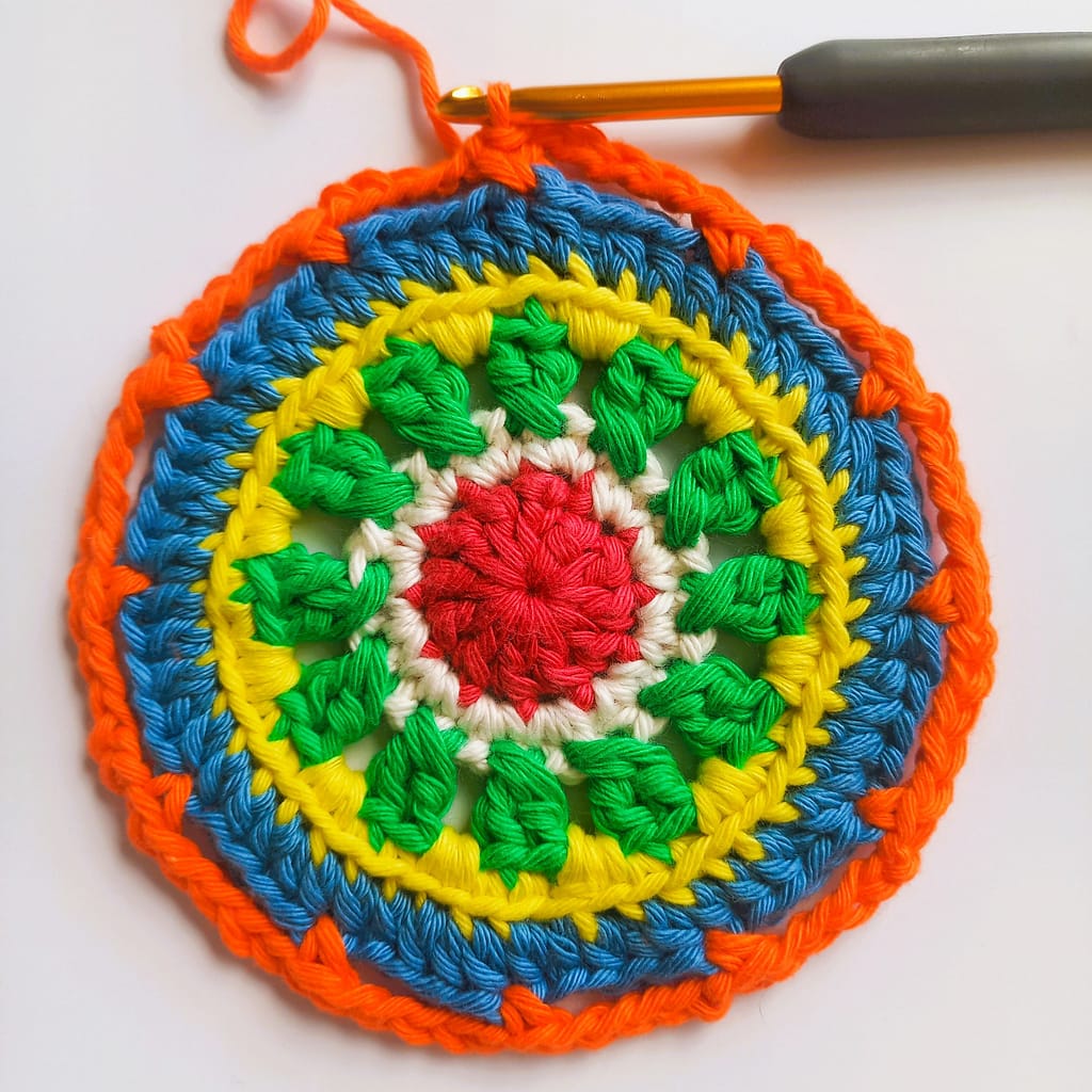 Round 6 of the crochet coaster