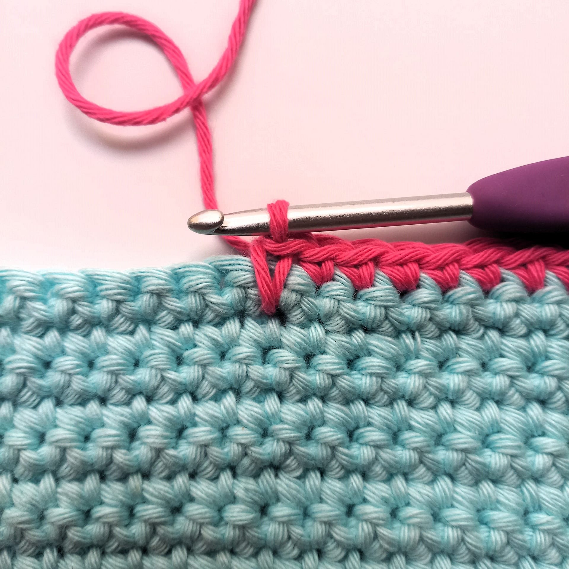 a completed single crochet spike stitch close up